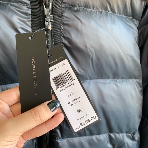 BCBGMaxAzria Feather and Down Gray Puffer Coat - Picture 6 of 8